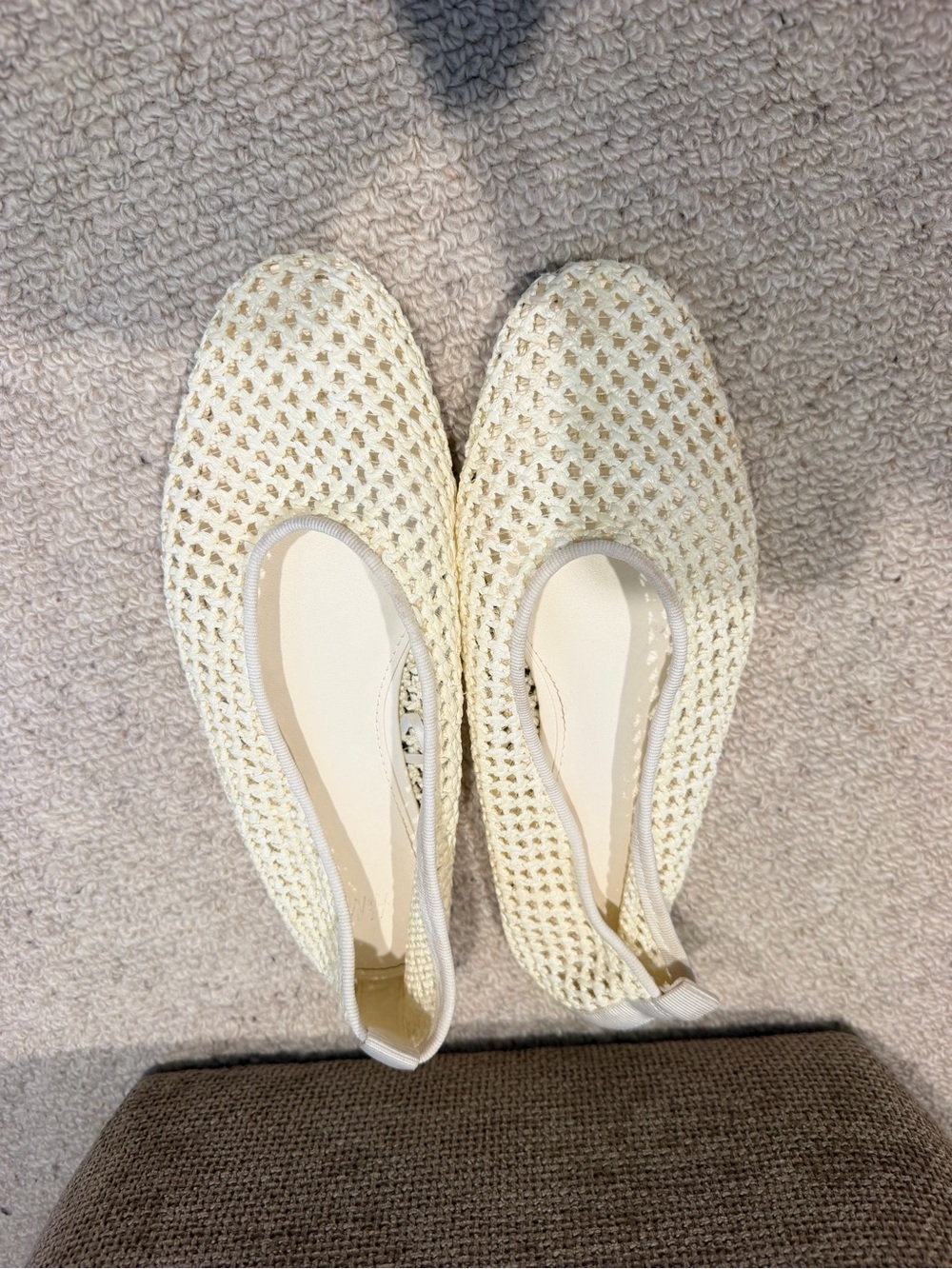 H&M Cream Woven Ballet Flats - Slip-On Women's Loafers